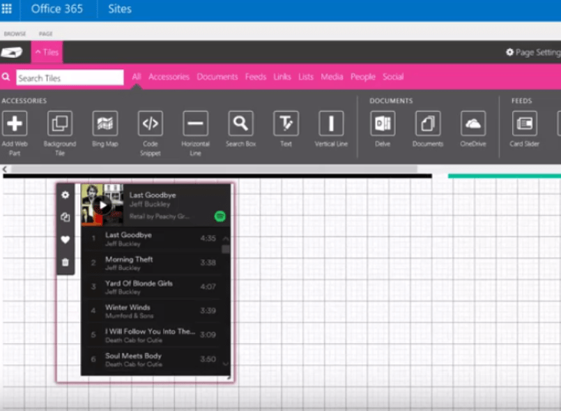 Integrate Spotify and Office 365 using Code Snippet