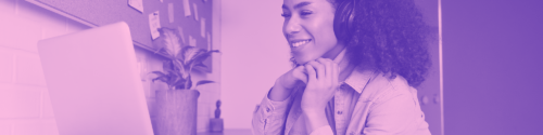 Woman working on a digital workplace