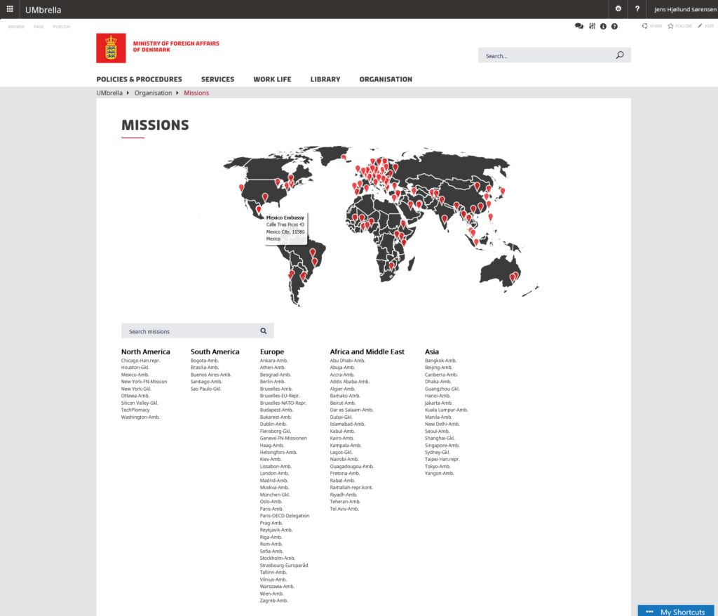 Ministry of Foreign Affairs Denmark government intranet