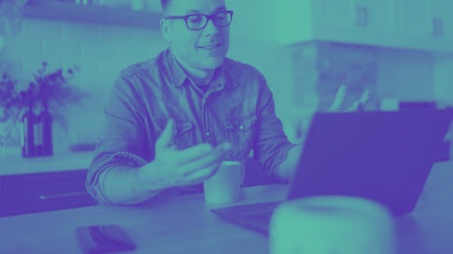 Man having a meeting online