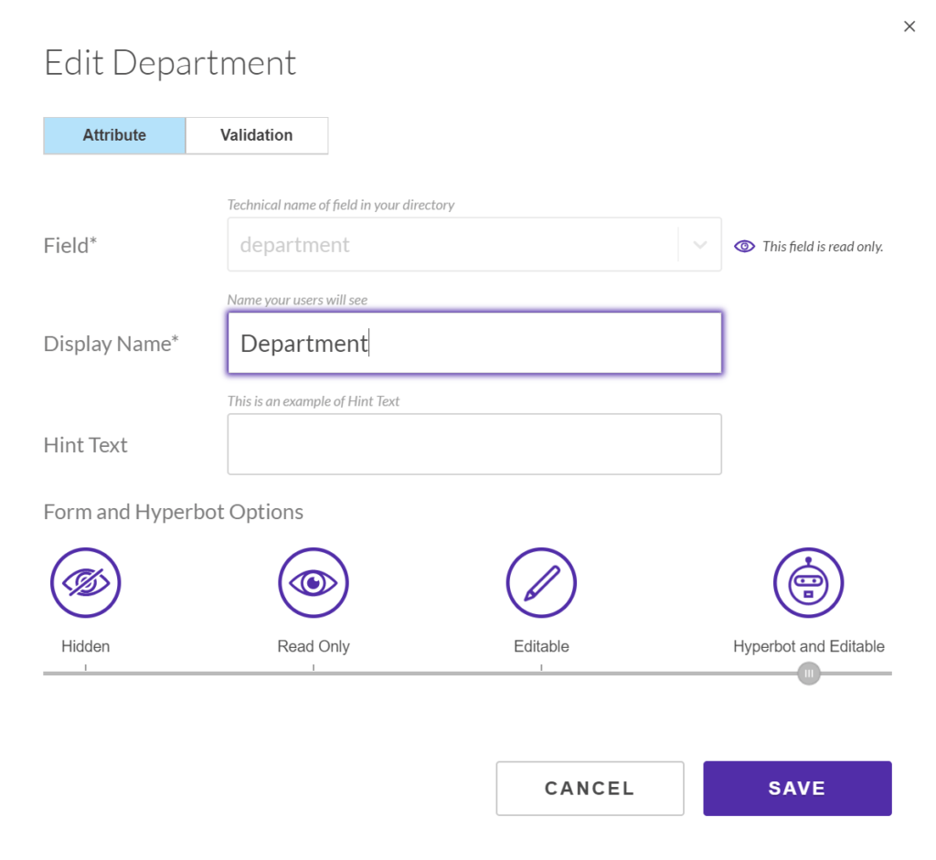 LiveTiles Directory administration edit profile attributes screenshot from LiveTiles