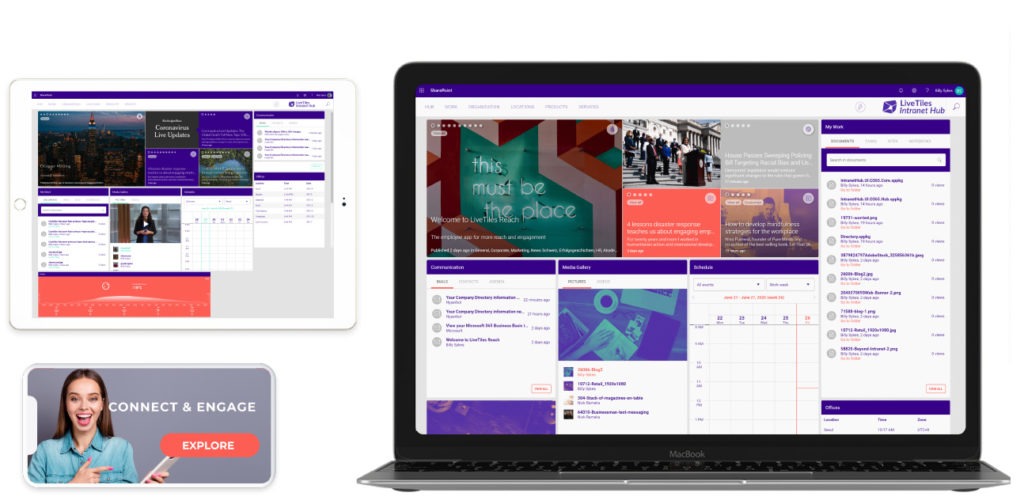Microsoft 365 intranet with LiveTiles screen shots