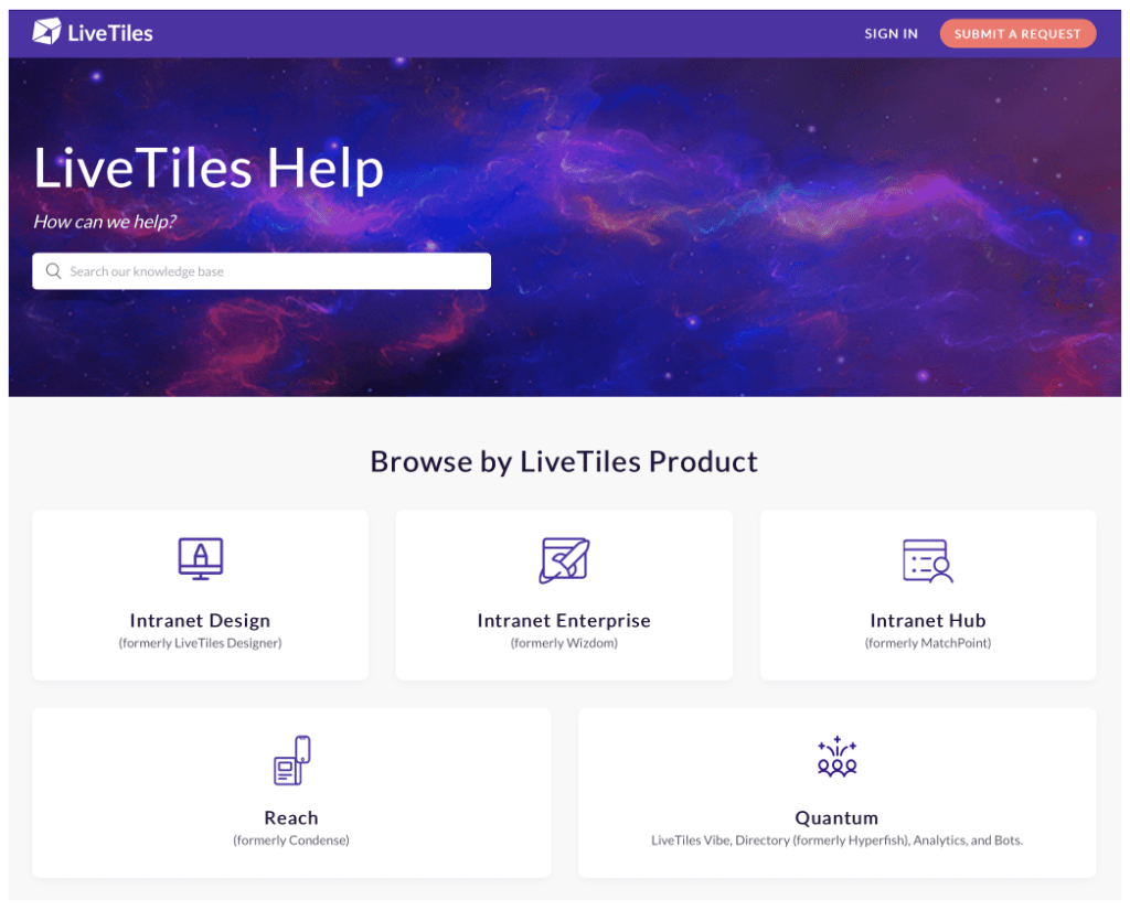 LiveTiles Support Help Portal