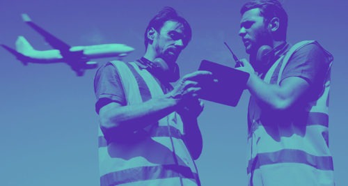 Frontline workers for an airline using the LiveTiles Reach comms tool