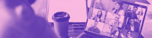 person wfh on video call