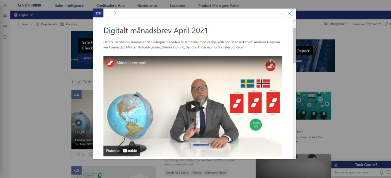 SharePoint intranet Noticeboard
