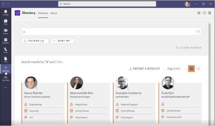 Directory employee profiles