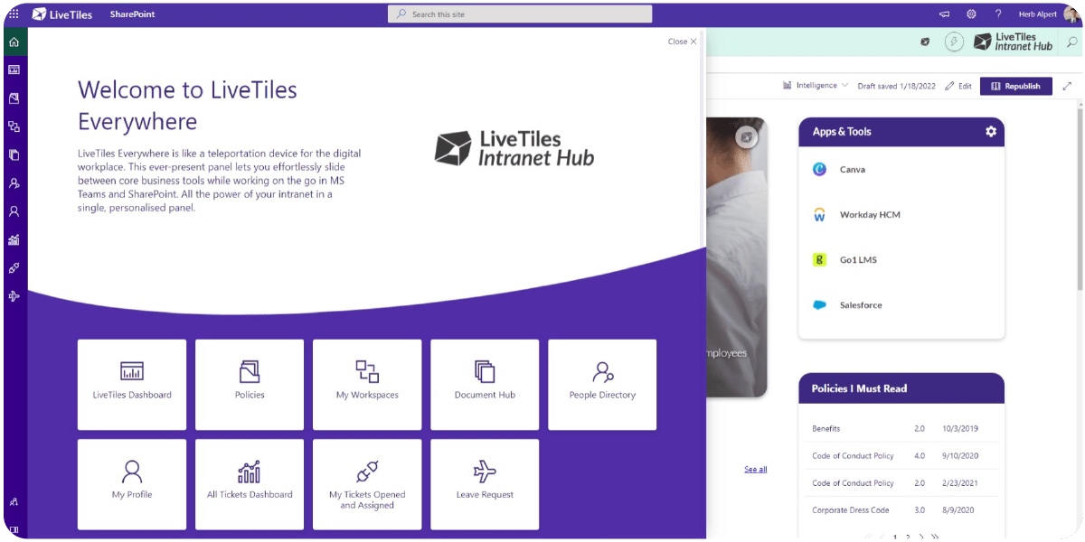 Personalisation with LiveTiles employee experience platform
